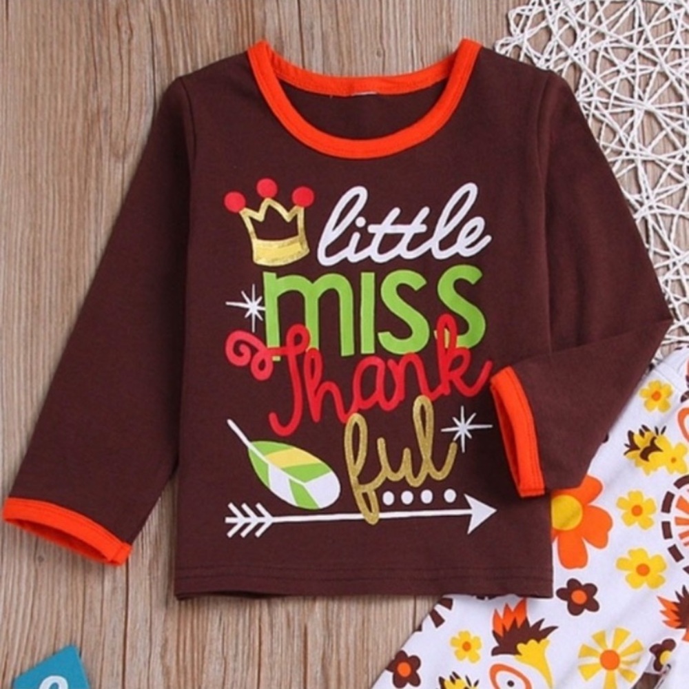 Girls “LITTLE MISS THANKFUL” Matching Outfit - Picture 7 of 9